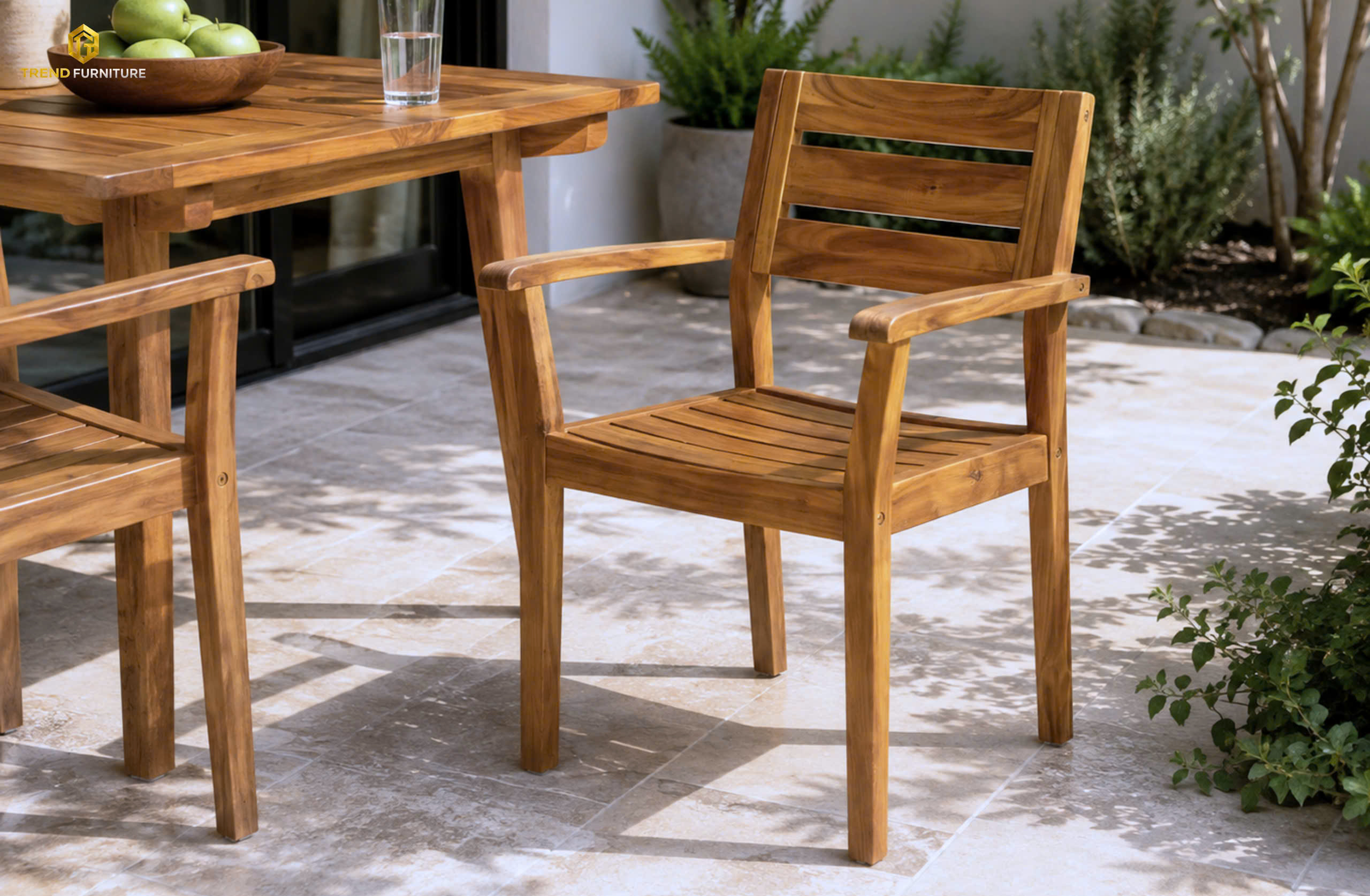 Ghế ăn ngoài trời gỗ Acacia