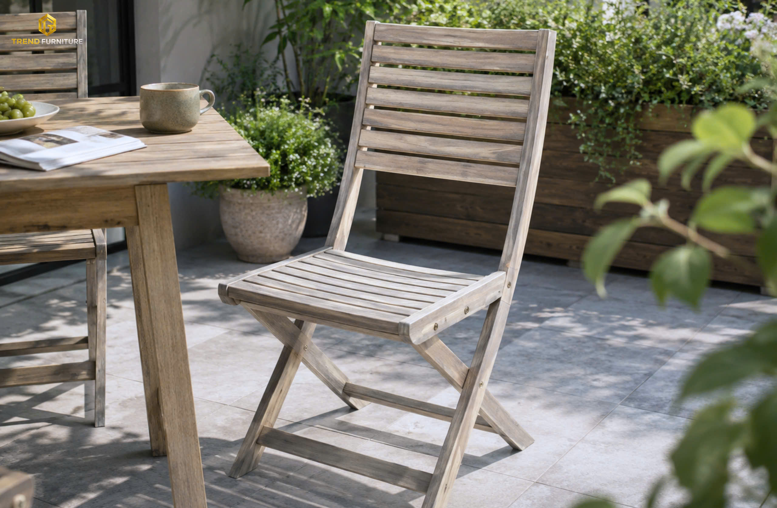 Ghế bistro gấp gọn Grey Wash