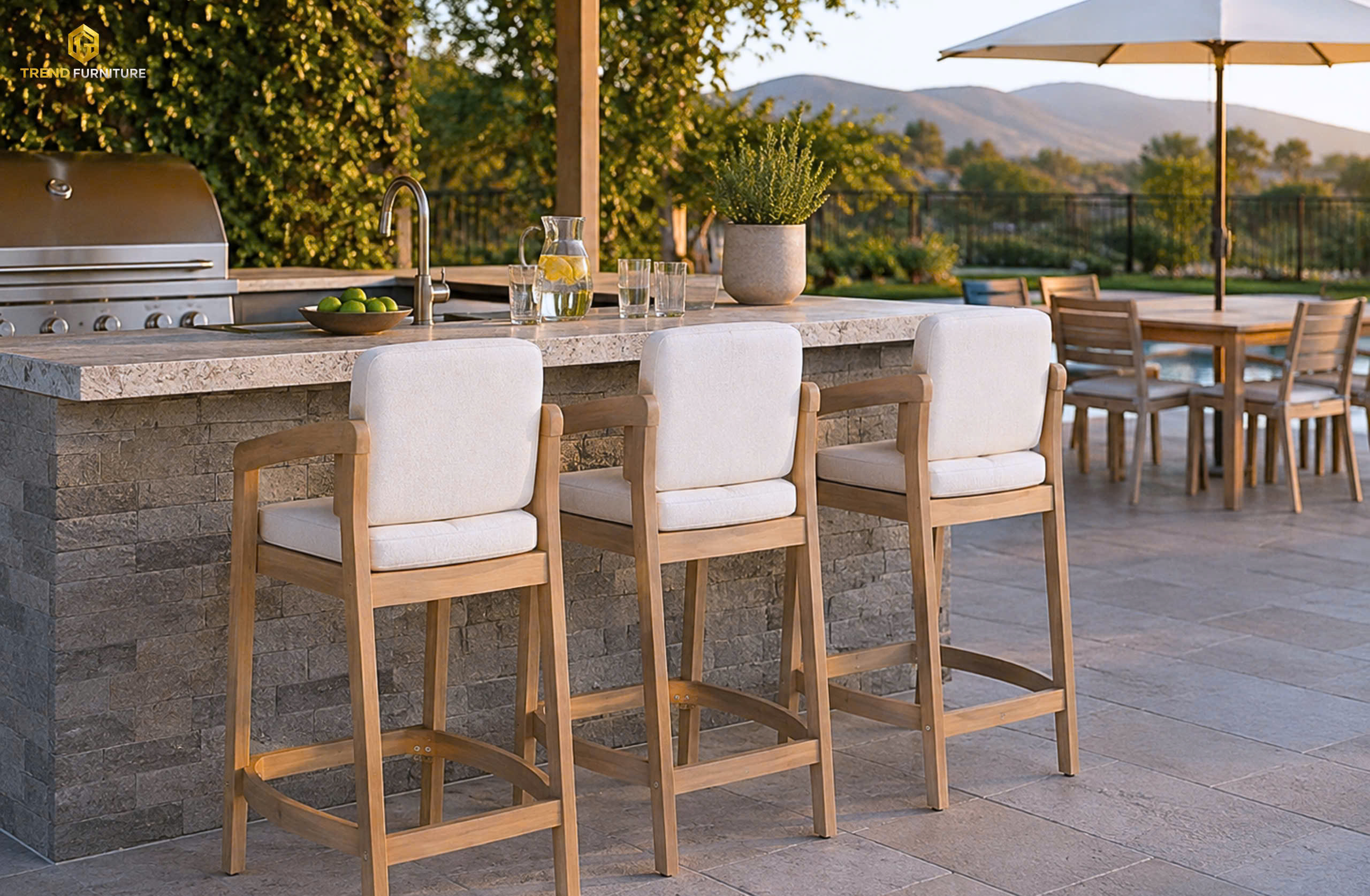Ghế bar sân vườn nệm êm